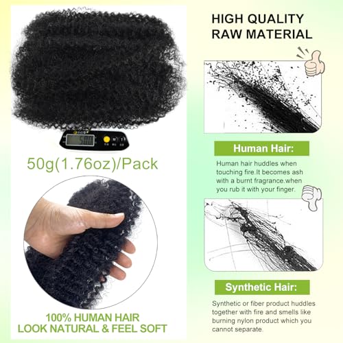 Poetically 10 Inch Afro Kinkys Bulk Human Hair 2 Bundles 100g Natural Black for Twist Dreadlock Extensions & Braids - Variant 1B / 10 Inch Kinkys Bulk