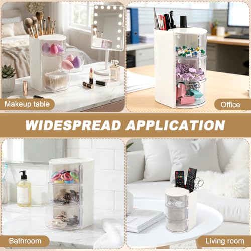 Rotating Makeup Brush & Hair Accessory Organizer - White