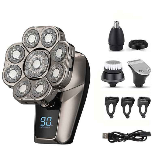 I-clean 9D Head Shavers for Bald Men, 6-in-1 Electric Razor, Waterproof Wet/Dry, Cordless Rechargeable, LED Display