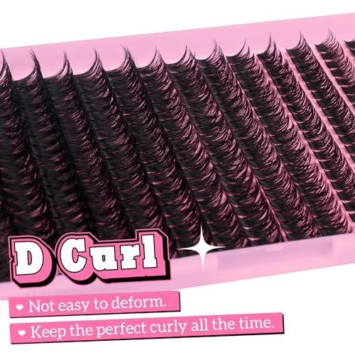 280Pcs Wispy Individual Lashes DIY Eyelash Extensions 8-16MM D-Curly Lash Extensions Lash Clusters 80D Cluster Eyelashes DIY at Home by ALICE