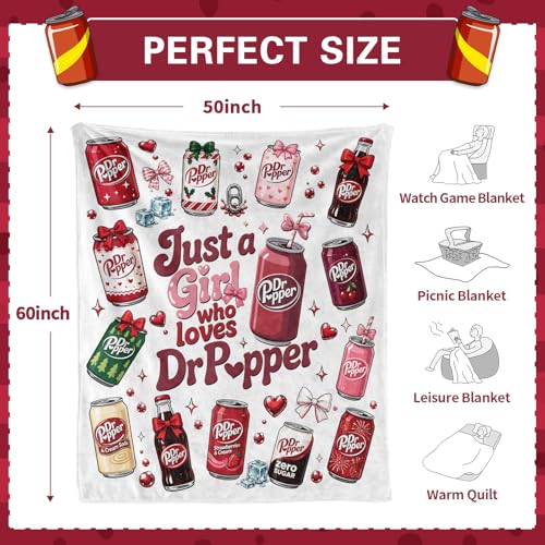 Hugmora Just a Girl Who Loves Soda Blanket 50x60 in White Cozy Throw