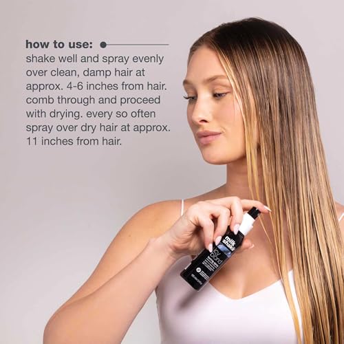 milk_shake icy blond toning spray | leave-in toner with black pigment to cool brass and refresh icy tones in platinum blonde hair | adds softness, shine, and detangling | 3.4 fl oz