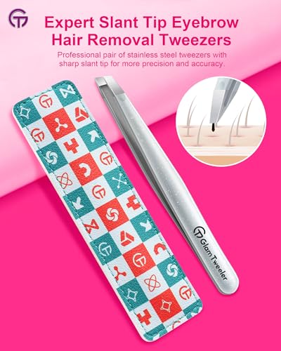 GlamTweeler Slant Tip Tweezers with Leather Case