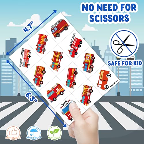 96 PCS Emergency Vehicle Temporary Tattoos - Party Favors