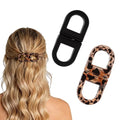 Sunolga Magnetic No-Slip Hair Clips 2PCS Black & Black Leopard - Strong Hold, Decorative Hair Accessories