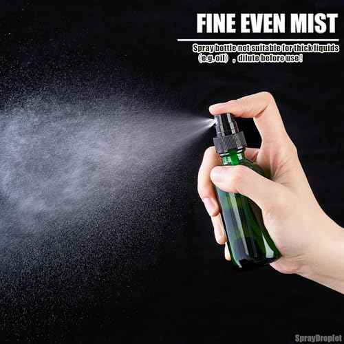2 oz Glass Spray Bottles, Reusable Fine Mist Sprayer Small Spray Bottle, Leak-Proof Design, Perfect for Travel, Skin Care, Perfumes, Botanical, Cleansing (Green, 2oz-12pcs)