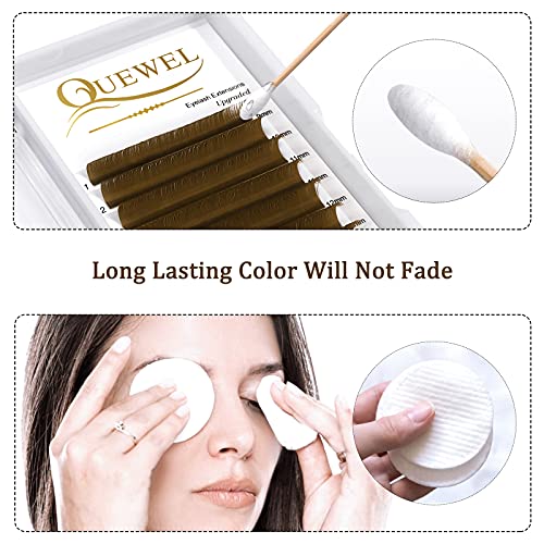 QUEWEL Brown Volume Lash Extensions 0.07 D Curl 9-16mm Mix