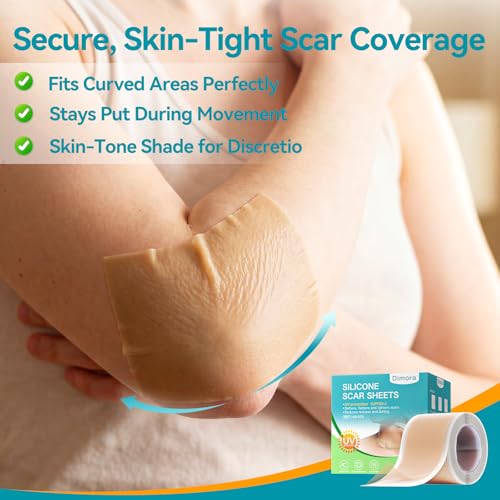 Dimora UPF50+ Silicone Scar Sheets with UV Protection Reusable Sheets to Soften, Flatten Fade Scars, Reduce Redness for Surgical, C-Section, Burn, Keloid, and Hypertrophic Scars (1.6¡±x78.7 Roll)