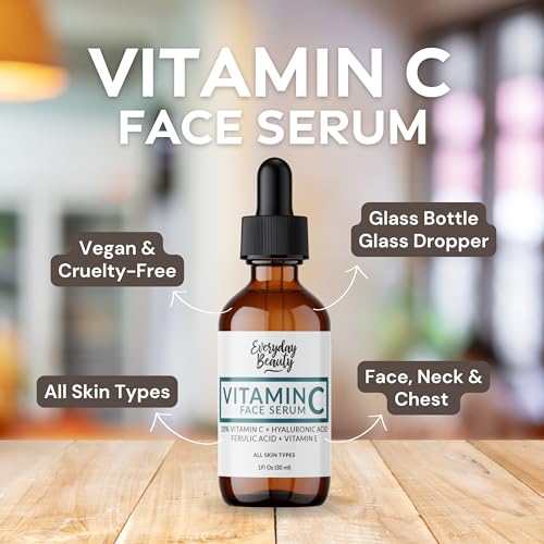 Vitamin C Serum For Face - Anti-Aging Skin Brightening Serum With 20% Vitamin C, Hyaluronic Acid, Vitamin E & Ferulic Acid - 1 Fl Oz