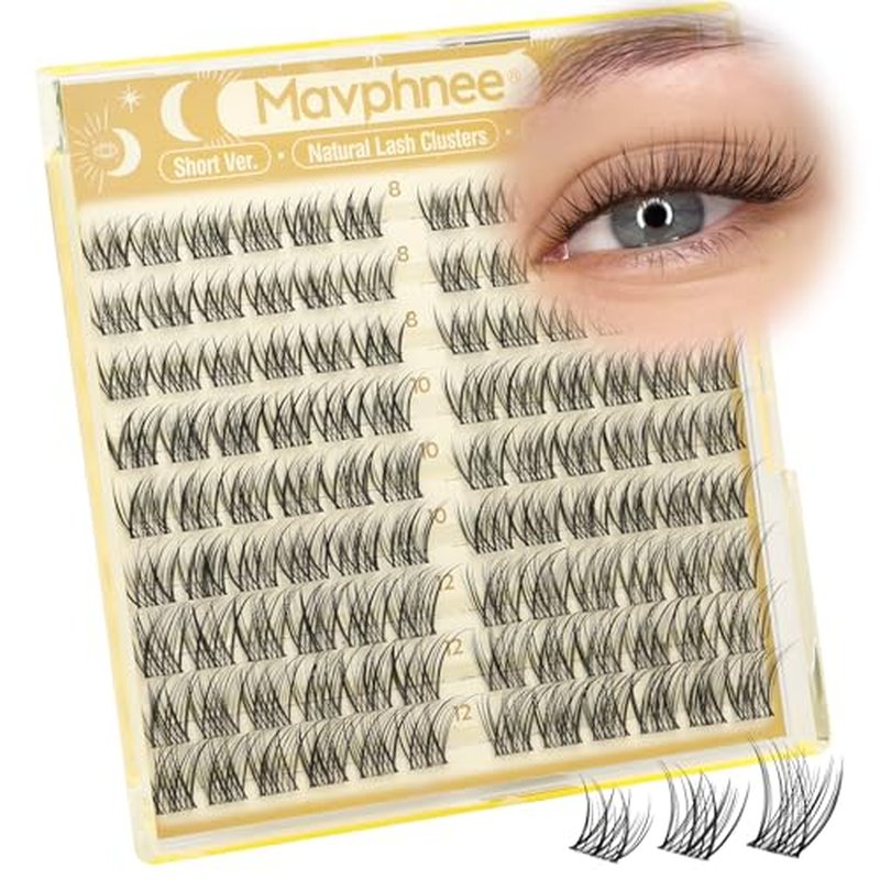 8-12MM Natural Cluster Lashes Clear Band Wispy Eyelash Extensions