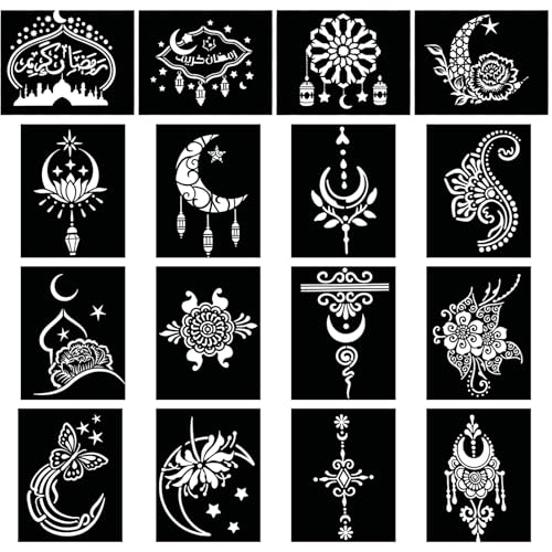 Henna Tattoo Stencils Kit, 16 Sheets for Hands & Body