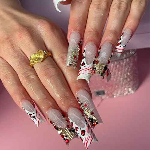 106 Pcs Gold Nail Charms with Dollars Sign, Coins, Cherries, Crowns, Guns and Bows for Nail Art Decoration Jewelry