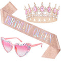 Birthday Decorations Set for Women - Sash, Crown & Sunglasses