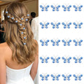 Blue Crystal Butterfly Hair Clips - 20 Pcs Rhinestone Barrettes