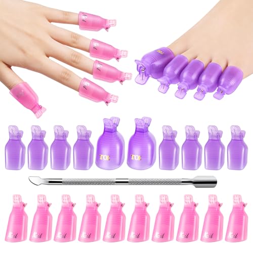 MelodySusie Gel Nail Polish Remover Clips Kit with Cuticle Pusher - 21 Pcs