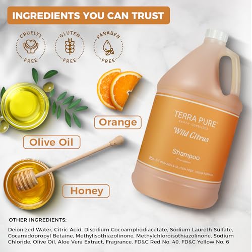 Terra Pure | 1 Gallon Shampoo| Luxury Hotel Toiletry Bulk Size| Designed to Refill Soap Dispensers | 128 oz
