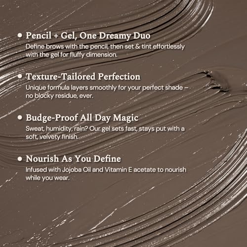 Flower Knows The Sweetie Bear Dual-Ended Brow Gel & Pencil,Long Lasting with Precision Tip,Eyebrow Definer Pencil,Creates Full,Natural-Looking,Tames and Combs Brow Brush(01 Taupe Brown)