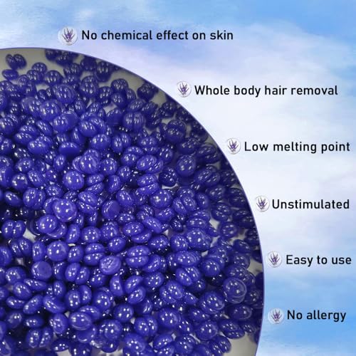 TooGet Hair Removal Wax, Lavender Flavor Wax Beads for Sensitive Skin, Suitable for Face, Eyebrow, Leg, Coarse Body Hair Specific - 14OZ