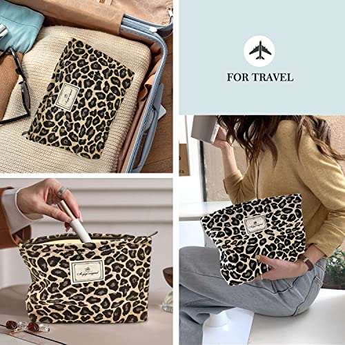 Leopard Makeup Bag Organizer - Large Canvas Toiletry Pouch