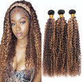 Brazilian Kinky Curly Hair Bundles T1B/P4/27 8-12 Inch