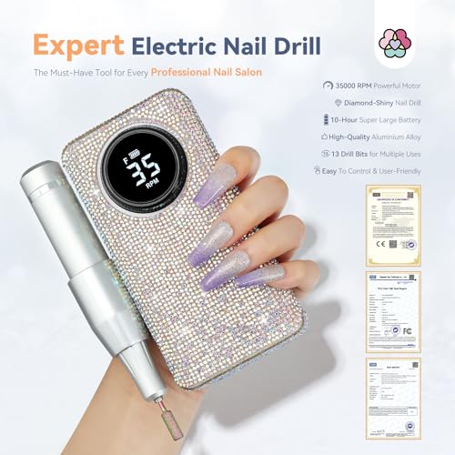 SAVILAND Glitter Nail Drill Machine Kit 35000RPM for Acrylic Nails Professional