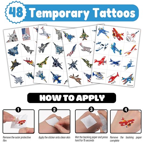 72-Piece Airplane Party Favors Set: 24 Punch Balloons & 48 Tattoos