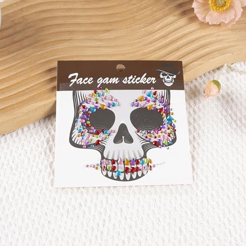 6 Sheets Halloween Face Gems Rhinestone Tattoo Stickers