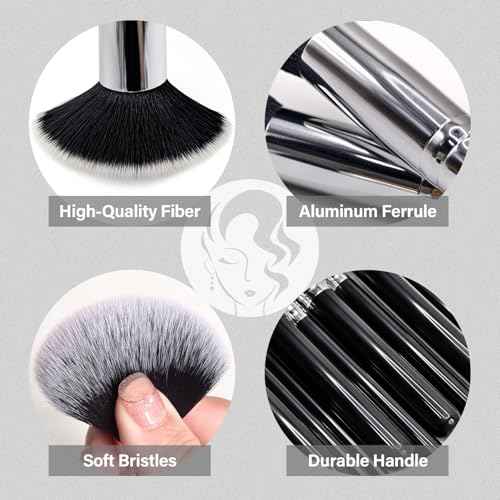 Makeup Brushes Set, Mlemle Professional 25 Pcs Makeup Kit, Include Foundation Powder Blush Concealers Eye shadows 21 Pcs Makeup Brushes and 2 Powder Puff, 2 Makeup Sponge(B01-Black)