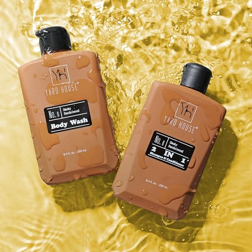 Luxury Mens Bath and Body Gift Set Basket For Him - Smoky Sandalwood - All Natural Skin Care Kit For Men w. Full Size Body Wash, Facial Scrub, Body Lotion, Deodorant in Leather Toiletry Bag
