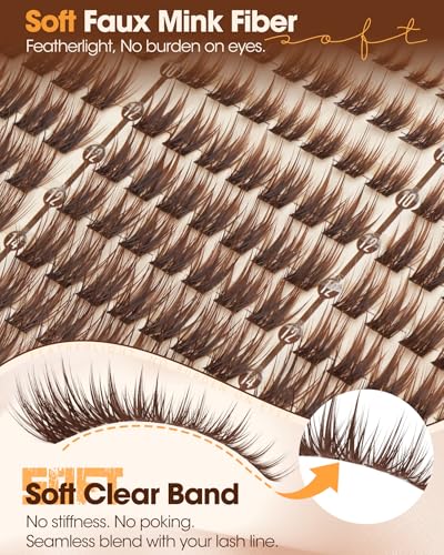 Brown Lash Clusters 8-14mm Wispy Wet Look Eyelash Extensions