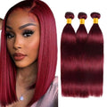 Burgundy Human Hair Bundles 99J Straight 14 16 18 Inch