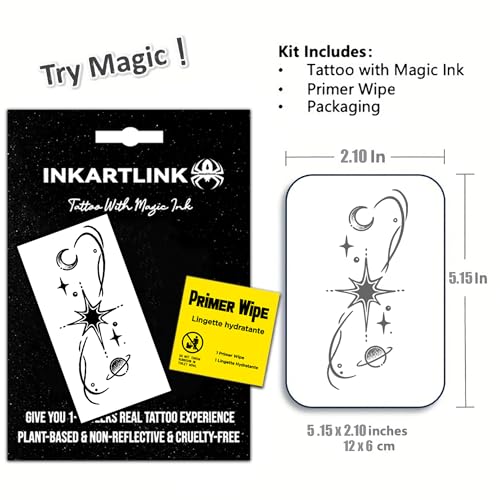 INKARTLINK Semi Permanent Tattoos, Temporary Tattoos for Girls, Party Tattoos, Waterproof, Natural and Realistic, Cruelty-free, Easy to Apply (Eight-pointed Star)