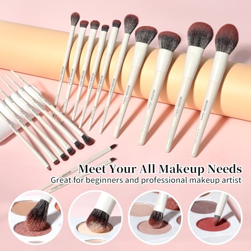 EIGSHOW Makeup Brushes, 18Pcs Professional Make Up Brush Set with Lables, For Foundation, Blush, Contour, Eyeshadow, Eyeliner, Cruelty-Free Vegan (MUA PRO)