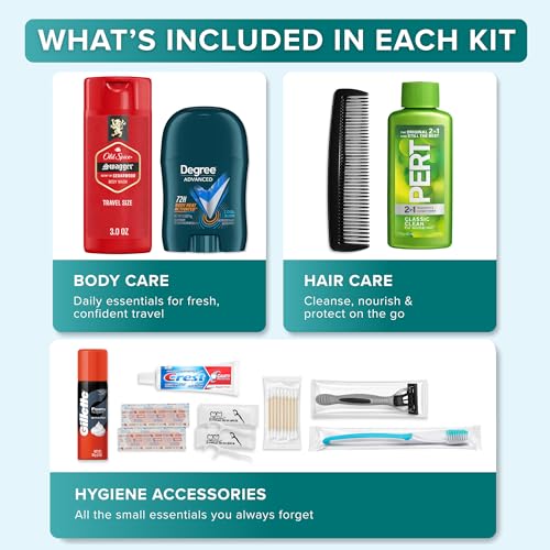 Men's 15-Piece Travel Hygiene Kit with Clear Toiletry Bag