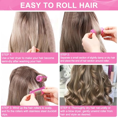 12 Pack Self-Grip Hair Rollers for Women, 24mm