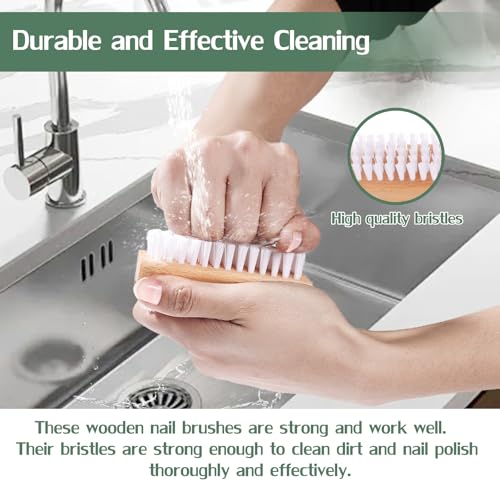 4-Piece Wooden Nail Brush Set with Stiff Bristles for Cleaning