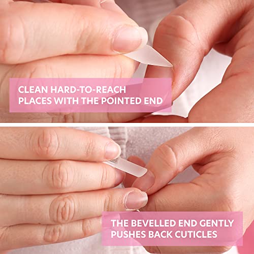 Bona Fide Beauty Czech Glass 4PC Value Bundle - 2 Clear Cuticle Pushers and 2 Glass Nail Files (Blue and Magenta)