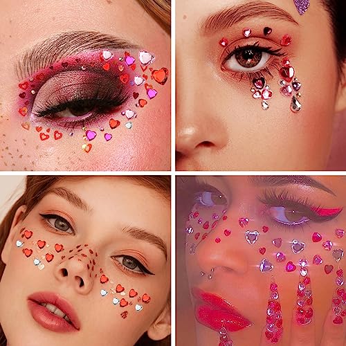 516 Self-Adhesive Heart Rhinestone Gems Assorted Sizes