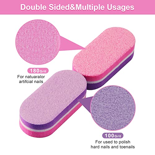 Mini Nail Buffers - 40pc Double-Sided 100/180 Grit for Acrylic Nails