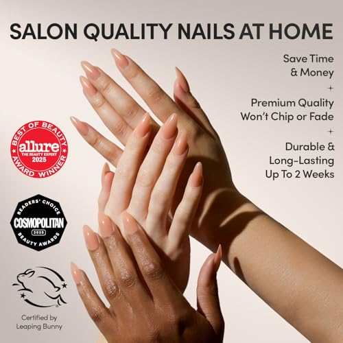 Glamnetic Press On Nails Sheer Peach Medium Almond 30 Kit