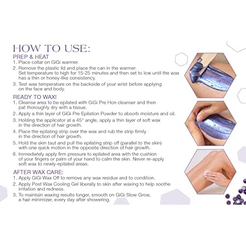 GiGi Hard Wax Beads for Hair Removal - Relaxing Lavender, Waxing Beads for Face, Body, and Sensitive Areas, 14 oz