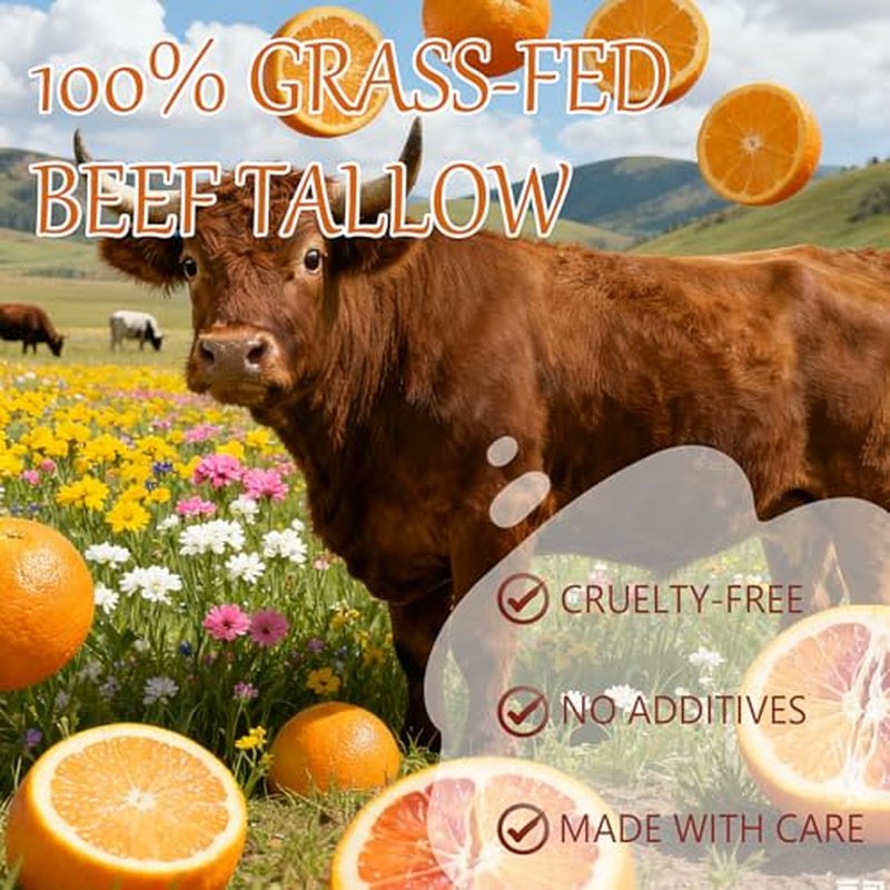 Beef Tallow for Skin, Tallow and Honey Balm for face, Organic Grass-Fed Beef Tallow Balm with Raw Honey, Tallow Face Moisturizer, Natural Moisturizer, for All Skin Types (2 Oz, Citrus Flavor)