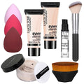 Foundation Kit Full Coverage Foundation Primer Powder Makeup Set Kabuki Makeup Brushes Foundation Brush Powder Brush 3 Pcs Makeup Sponge