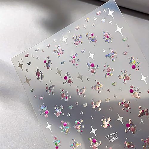 Summer Nail Art Stickers - 5D Embossed Self-Adhesive Glitter Sequins