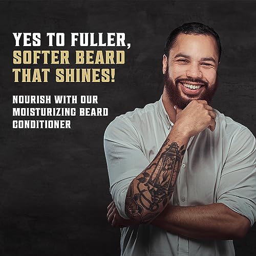 Viking Revolution Beard Wash and Beard Conditioner for Men with Argan Oil and Jojoba Oil - Beard Softener and Strengthener Beard Care Beard Shampoo and Conditioner with Beard Oil (17oz Spiced Vanilla)