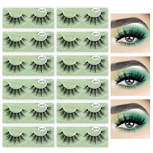 MAGEFY Eyelashes 12 Pairs 1 Style Lashes Wholesale, Natural Look Faux Mink False Lashes Pack, Handmade Reusable Soft Fake Eyelashes (3D215)