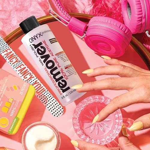Onyx Professional 100% Pure Acetone Nail Polish Remover Kit with 7 inch Nail File, 8 fl oz - Made in USA, Maximum-Strength Gel Polish Remover, Artificial & Glitter Nail Polish