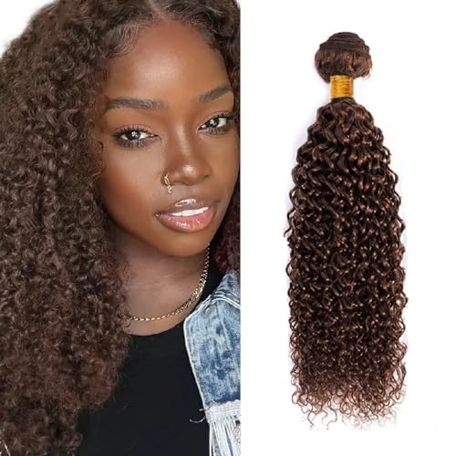 Brown Kinky Curly Human Hair Bundles #4 Dark - 16 inch