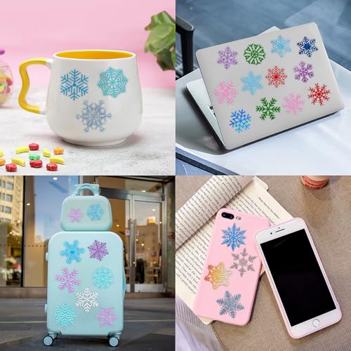96 PCS Blue Snowflake Pre-Cut Temporary Tattoos Sticker Winter Birthday Christmas Party Decorations Decor Supplies Favors Gifts for Girls Boys Baby Showers Cute Fake Tattoos Classroom Reward Themed