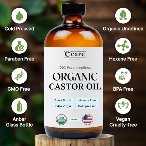 C CARE Organic Castor Oil 16oz - 100% Pure Cold Pressed